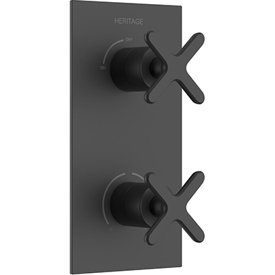 Salcombe 1 Outlet 2 Handle Concealed Thermostatic Valve Matt Black