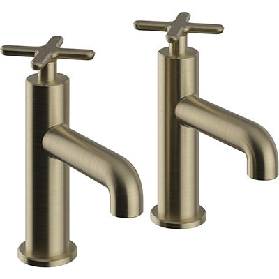 Salcombe Basin Pillar Taps Brushed Brass