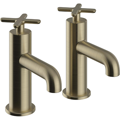 Salcombe Bath Pillar Taps Brushed Brass