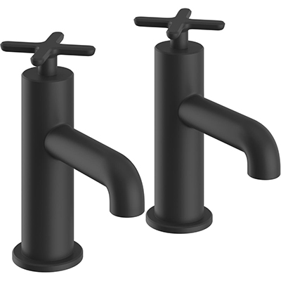 Salcombe Bath Pillar Taps Matt Black