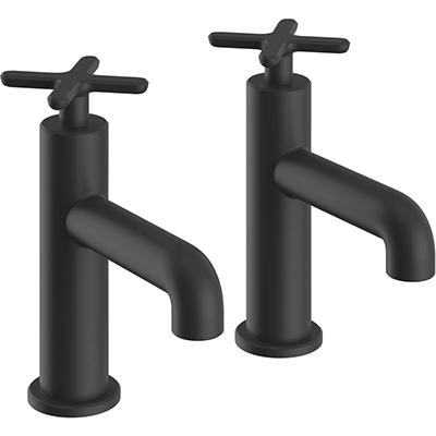 Salcombe Basin Pillar Taps Matt Black