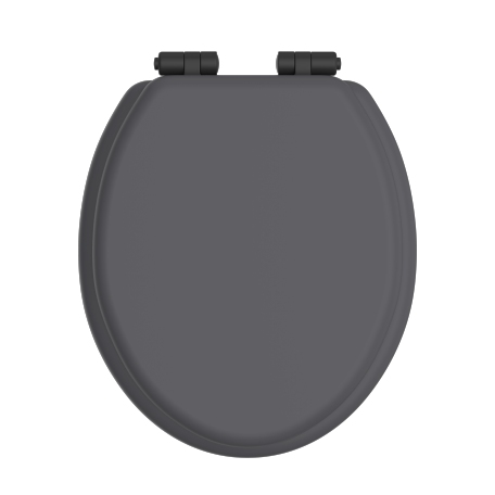 Toilet Seat Soft Close Matt Black Hinges - Graphite