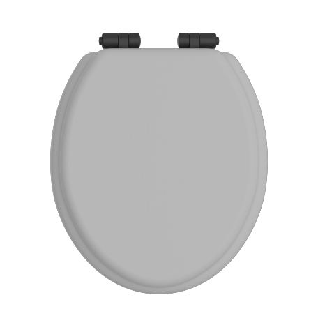 Toilet Seat Soft Close Matt Black Hinges - Dove Grey