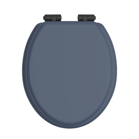 Toilet Seat Soft Close Matt Black Hinges - Maritime Blue