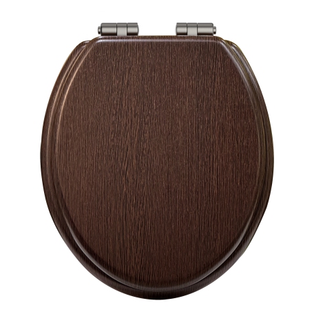 Toilet Seat Soft Close Brushed Nickel Hinges - Walnut