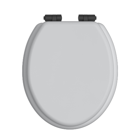 Toilet Seat Soft Close Matt Black Hinges - White Gloss