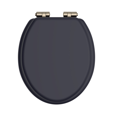 Toilet Seat Soft Close Vintage Gold Hinges - Midnight Blue