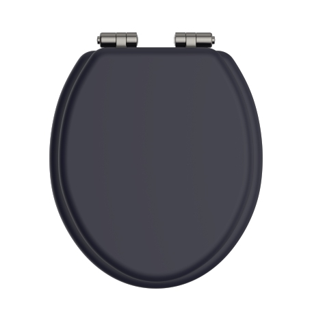 Toilet Seat Soft Close Brushed Nickel Hinges - Midnight Blue