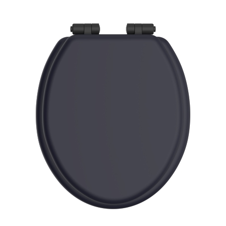 Toilet Seat Soft Close Matt Black Hinges - Midnight Blue